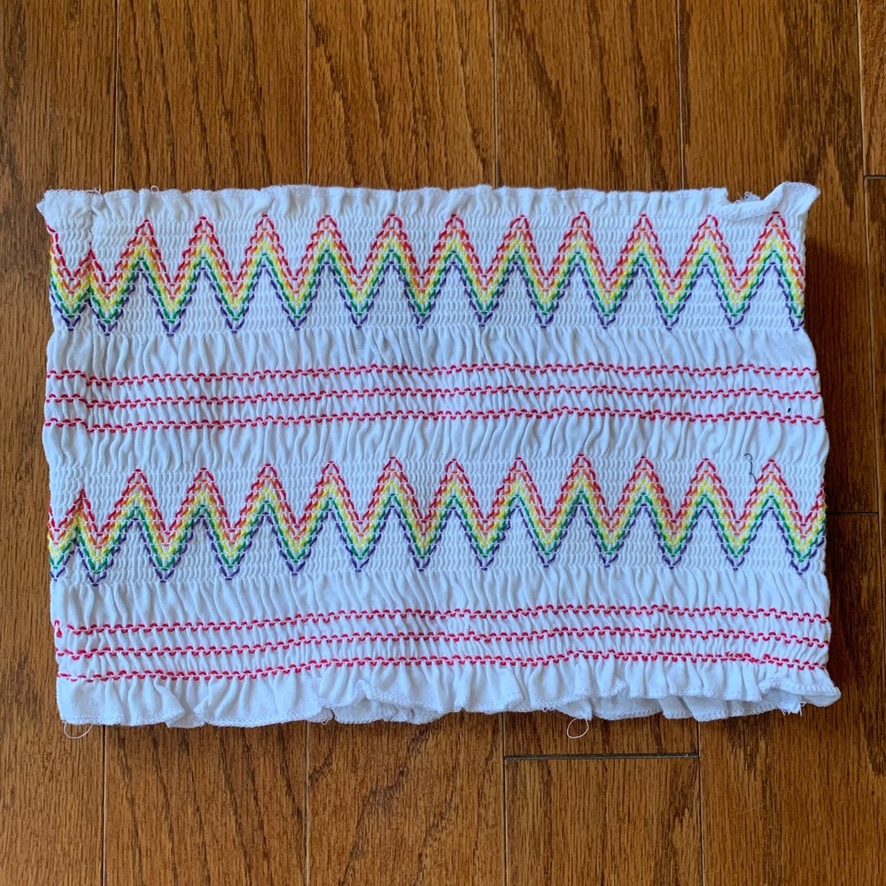 🌈 Ruched Bandeau Crop Top Embroidered